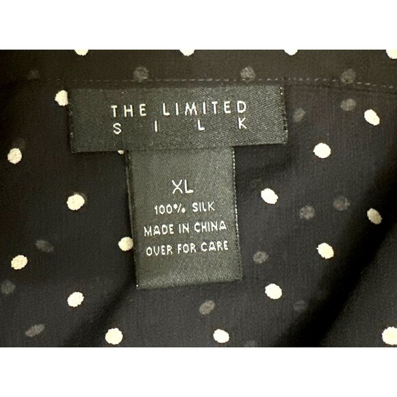 The Limited Silk XL Black White Polka Dot Sheer Blouse Short Sleeve Sheercore - Picture 10 of 11